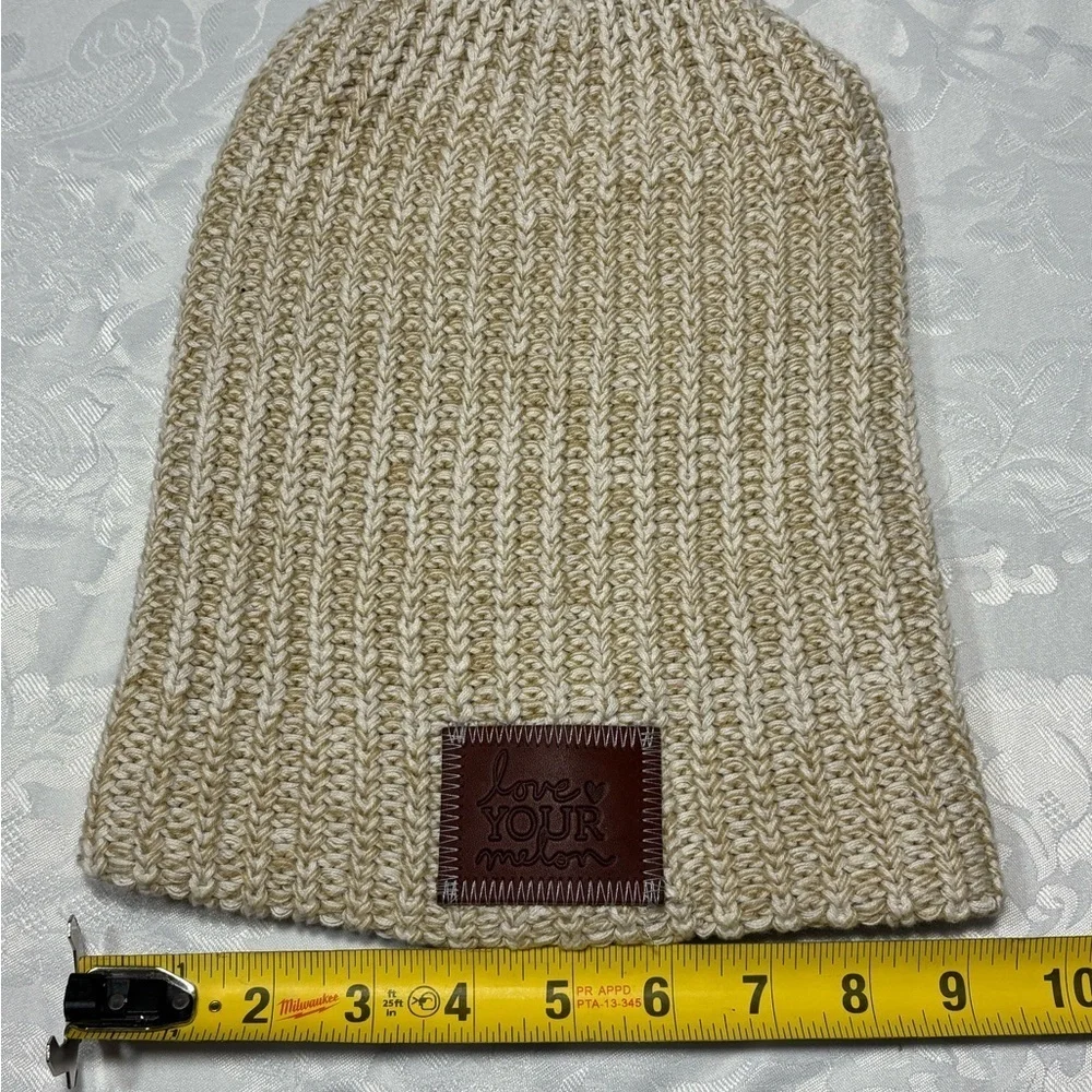 Love Your Melon Tan Knit Beanie Uncuffed Hat Slouchy Slouch MADE IN USA